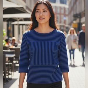 Madewell Black Striped Long Sleeve Top